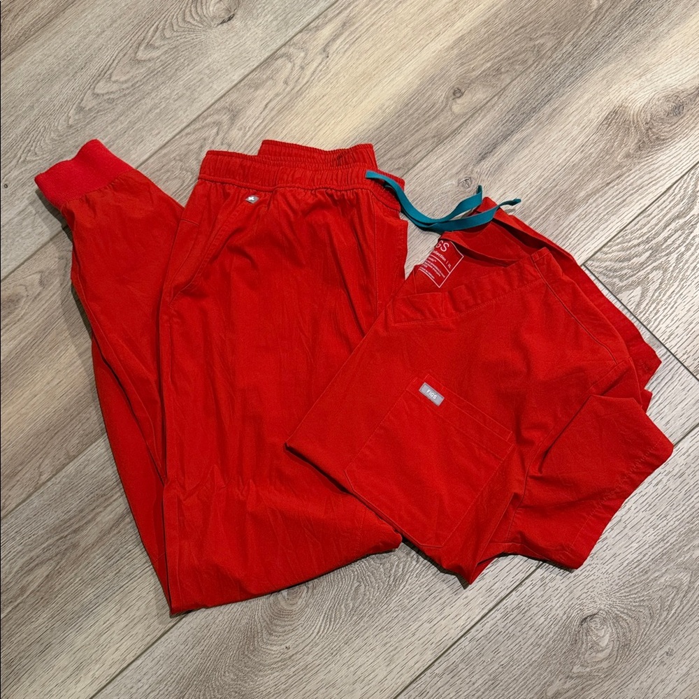 Figs Red Jogger Set
